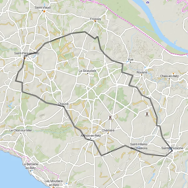 Map miniature of "The Coastal Delight" cycling inspiration in Pays de la Loire, France. Generated by Tarmacs.app cycling route planner