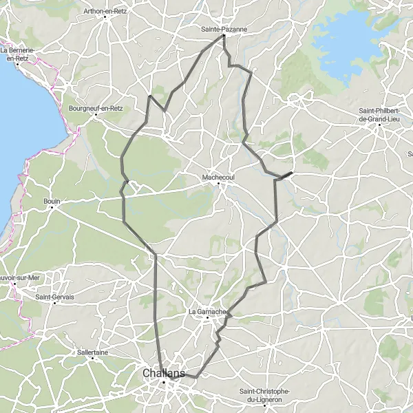 Miniature de la carte de l'inspiration cycliste "Le Tour de La Marne" dans la Pays de la Loire, France. Générée par le planificateur d'itinéraire cycliste Tarmacs.app