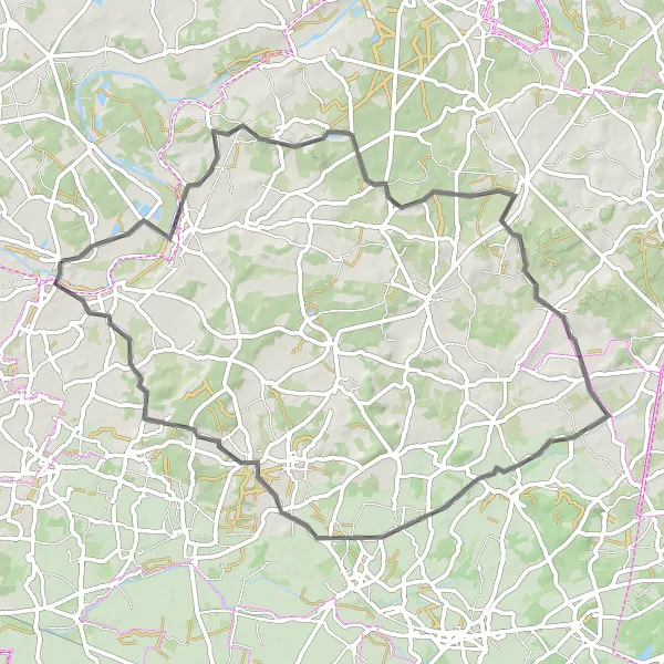 Miniature de la carte de l'inspiration cycliste "Charme Rural du Maine-et-Loire" dans la Pays de la Loire, France. Générée par le planificateur d'itinéraire cycliste Tarmacs.app