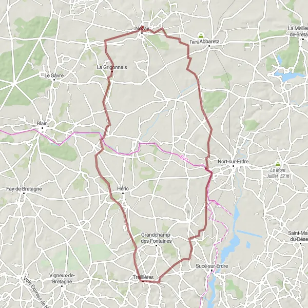 Map miniature of "La Chevallerais Gravel Loop" cycling inspiration in Pays de la Loire, France. Generated by Tarmacs.app cycling route planner