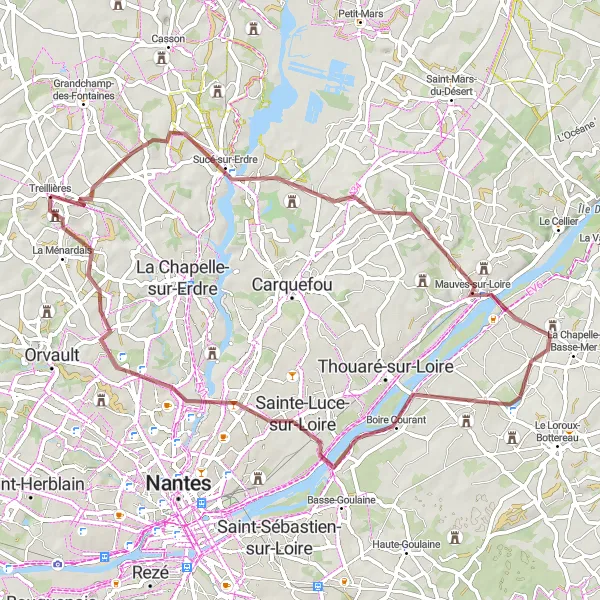 Map miniature of "The Gravel Adventure in Pays de la Loire" cycling inspiration in Pays de la Loire, France. Generated by Tarmacs.app cycling route planner