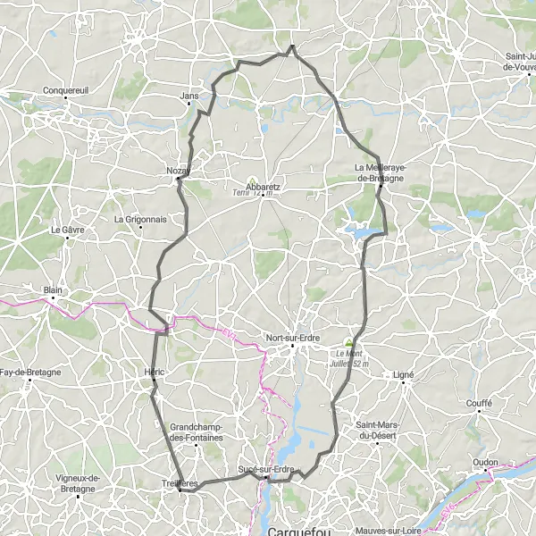 Map miniature of "The Pays de la Loire Highlights Road Cycling Route" cycling inspiration in Pays de la Loire, France. Generated by Tarmacs.app cycling route planner