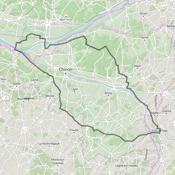 Map miniature of "Castles and Countryside Grand Tour" cycling inspiration in Pays de la Loire, France. Generated by Tarmacs.app cycling route planner