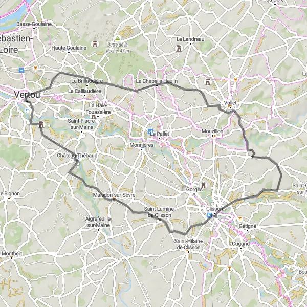 Map miniature of "La Chapelle Loop" cycling inspiration in Pays de la Loire, France. Generated by Tarmacs.app cycling route planner