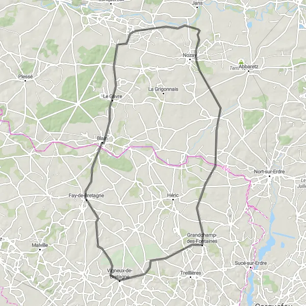 Map miniature of "Scenic Road Tour" cycling inspiration in Pays de la Loire, France. Generated by Tarmacs.app cycling route planner