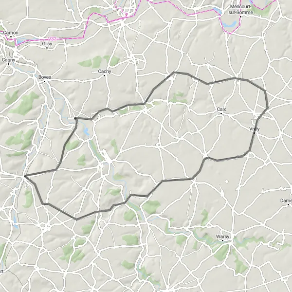 Map miniature of "Hangard Explorer" cycling inspiration in Picardie, France. Generated by Tarmacs.app cycling route planner