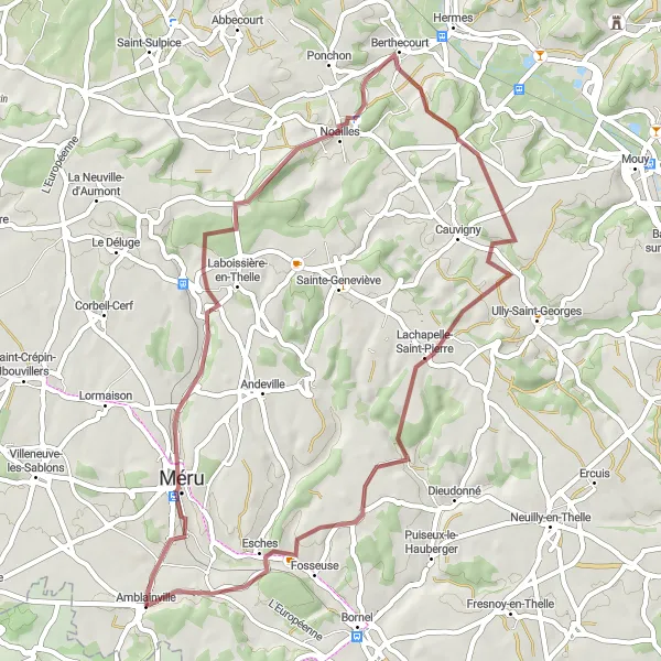 Map miniature of "Méru Loop" cycling inspiration in Picardie, France. Generated by Tarmacs.app cycling route planner