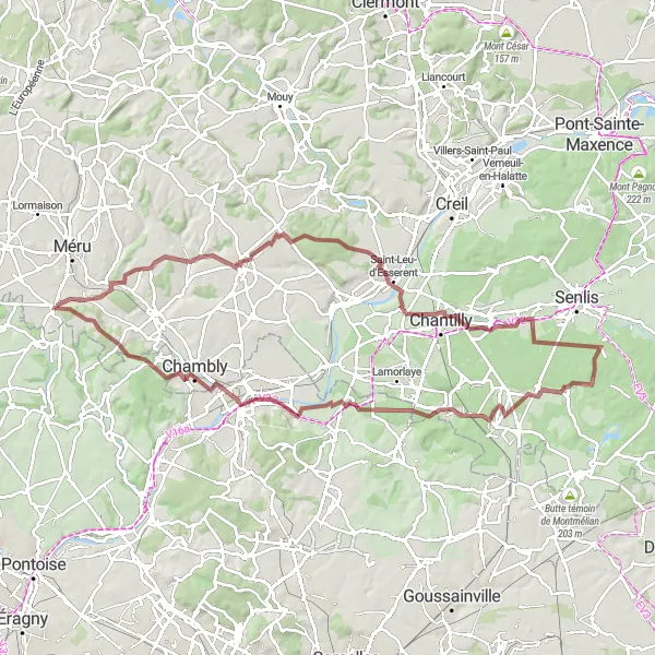 Miniature de la carte de l'inspiration cycliste "Parcours de Gravel Coye-la-Forêt" dans la Picardie, France. Générée par le planificateur d'itinéraire cycliste Tarmacs.app