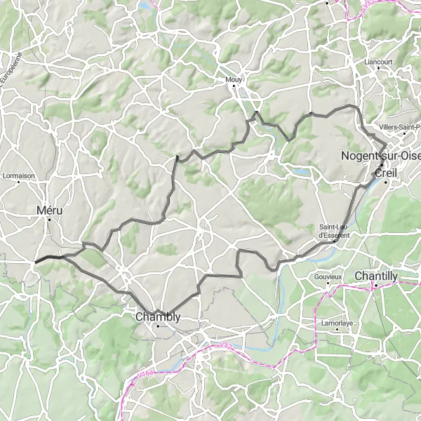 Map miniature of "Fosseuse Exploration" cycling inspiration in Picardie, France. Generated by Tarmacs.app cycling route planner