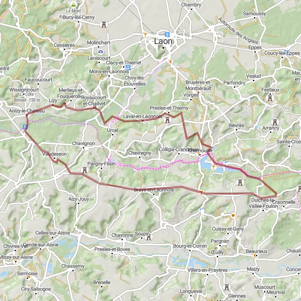 Map miniature of "Forest and Valley Gravel Ride" cycling inspiration in Picardie, France. Generated by Tarmacs.app cycling route planner