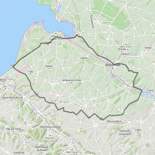 Miniature de la carte de l'inspiration cycliste "La Boucle des Villes Historiques" dans la Picardie, France. Générée par le planificateur d'itinéraire cycliste Tarmacs.app