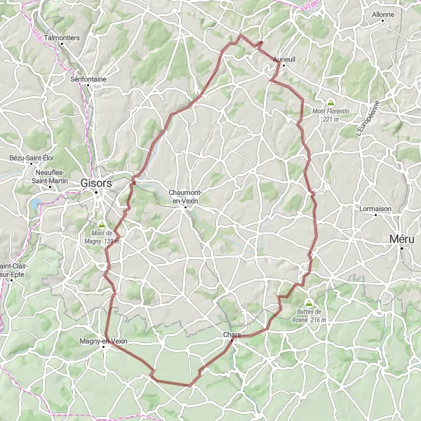 Map miniature of "The Villotran Gravel Loop" cycling inspiration in Picardie, France. Generated by Tarmacs.app cycling route planner