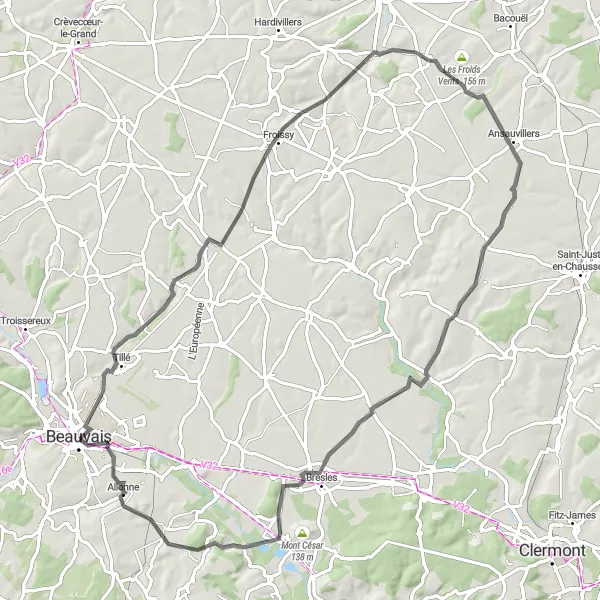 Map miniature of "Discover Hidden Gems" cycling inspiration in Picardie, France. Generated by Tarmacs.app cycling route planner