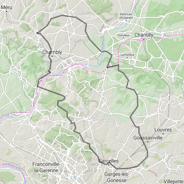 Map miniature of "Challenging Road Circuit through Boran-sur-Oise and Champagne-sur-Oise" cycling inspiration in Picardie, France. Generated by Tarmacs.app cycling route planner