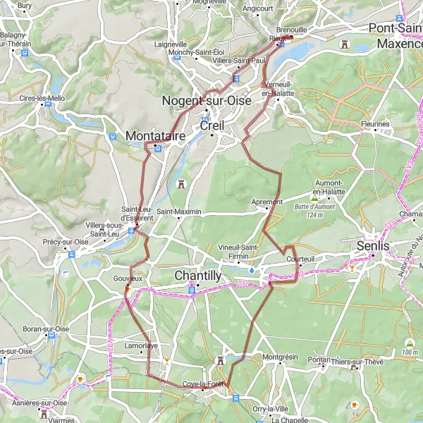 Miniature de la carte de l'inspiration cycliste "Le chemin des villages" dans la Picardie, France. Générée par le planificateur d'itinéraire cycliste Tarmacs.app