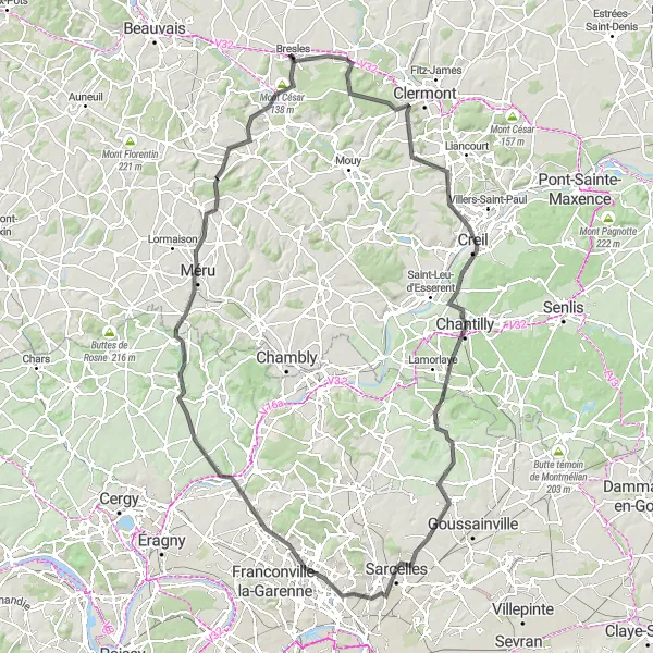 Map miniature of "Cultural Delights and Breathtaking Sights" cycling inspiration in Picardie, France. Generated by Tarmacs.app cycling route planner