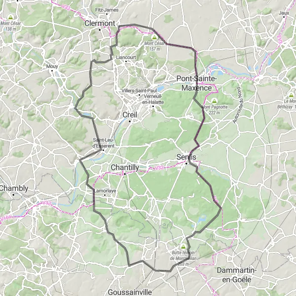 Map miniature of "Breuil-le-Sec - Mont César Loop" cycling inspiration in Picardie, France. Generated by Tarmacs.app cycling route planner