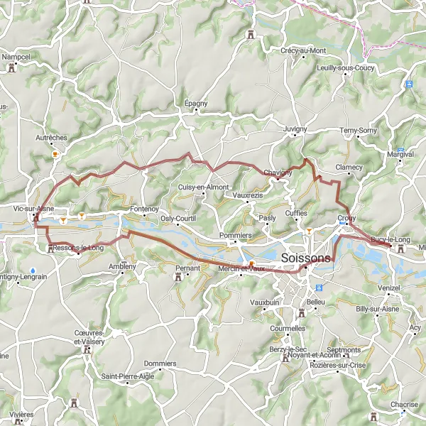 Map miniature of "Ressons-le-Long Adventure" cycling inspiration in Picardie, France. Generated by Tarmacs.app cycling route planner