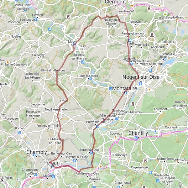 Map miniature of "The Ansacq Exploration: Gravel Delight" cycling inspiration in Picardie, France. Generated by Tarmacs.app cycling route planner