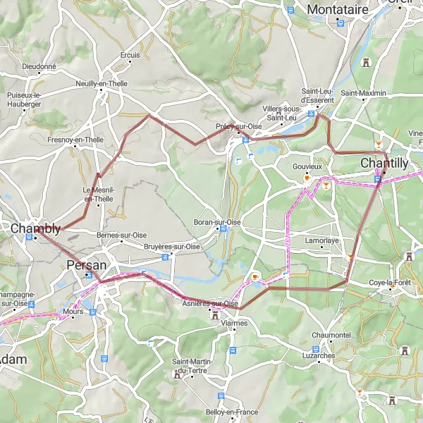 Map miniature of "The Mesnil-en-Thelle Loop" cycling inspiration in Picardie, France. Generated by Tarmacs.app cycling route planner