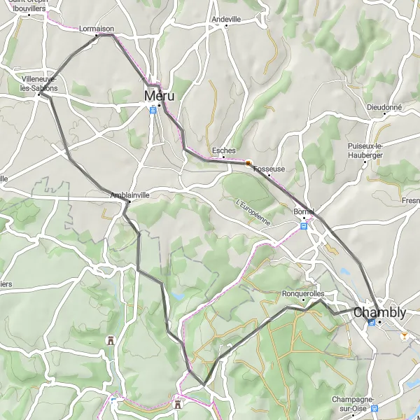 Map miniature of "The Frouville Circuit" cycling inspiration in Picardie, France. Generated by Tarmacs.app cycling route planner