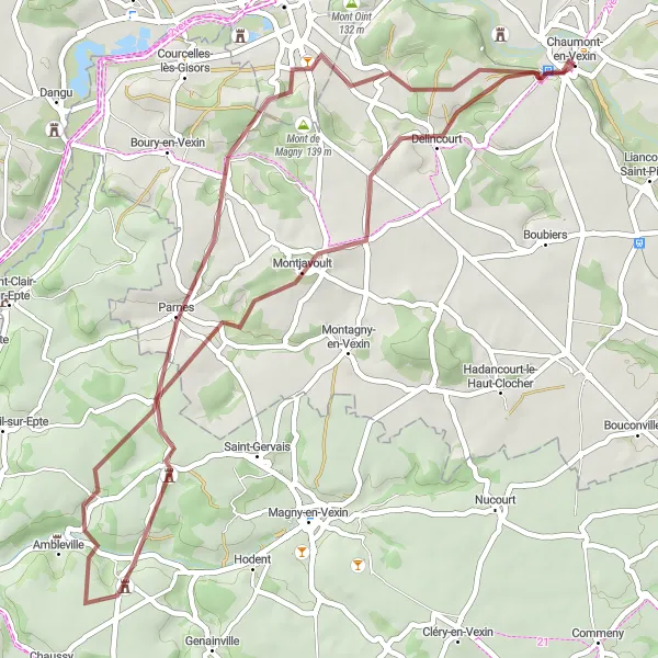 Map miniature of "Gravel Adventure" cycling inspiration in Picardie, France. Generated by Tarmacs.app cycling route planner