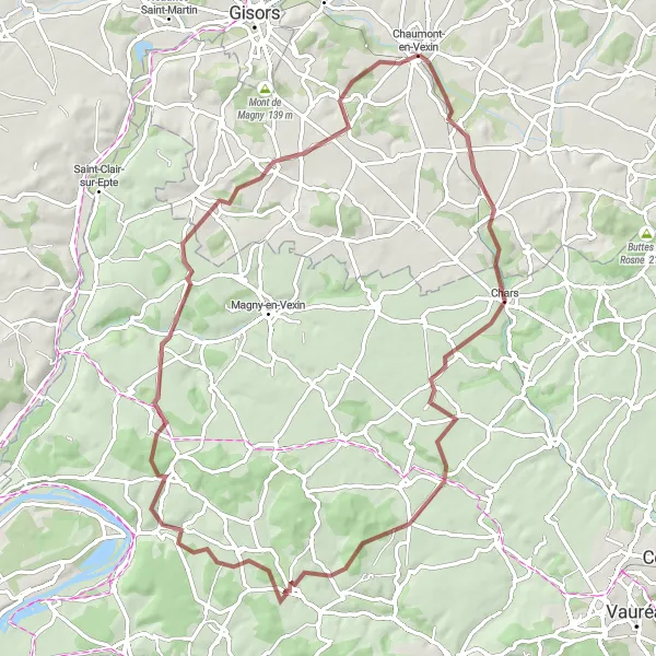 Map miniature of "Challenging Gravel Expedition" cycling inspiration in Picardie, France. Generated by Tarmacs.app cycling route planner