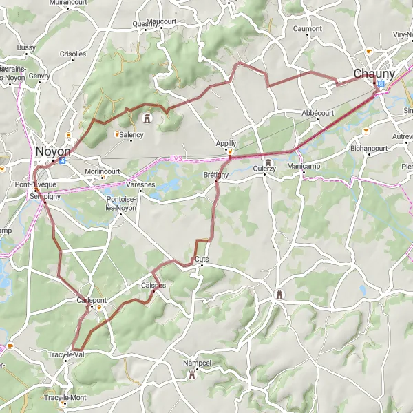 Map miniature of "Exploring Rural Picardie" cycling inspiration in Picardie, France. Generated by Tarmacs.app cycling route planner