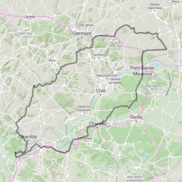 Map miniature of "The Epic Journey" cycling inspiration in Picardie, France. Generated by Tarmacs.app cycling route planner