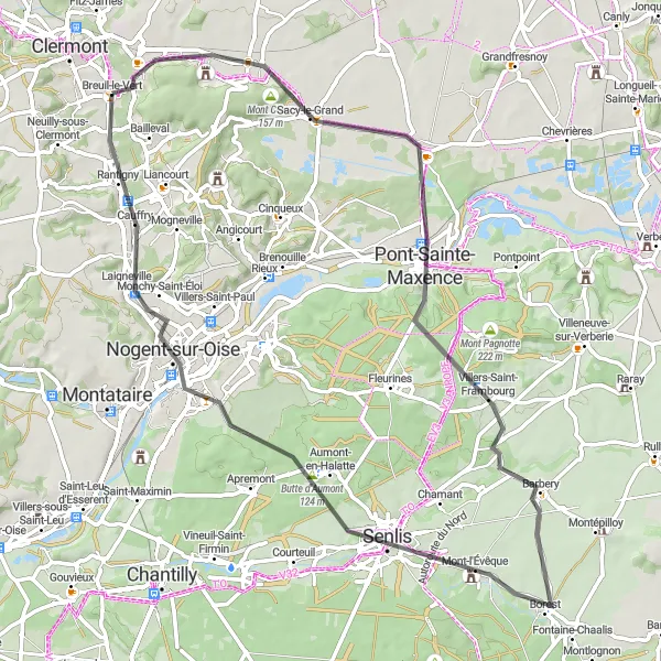 Map miniature of "The Picardie Adventure" cycling inspiration in Picardie, France. Generated by Tarmacs.app cycling route planner