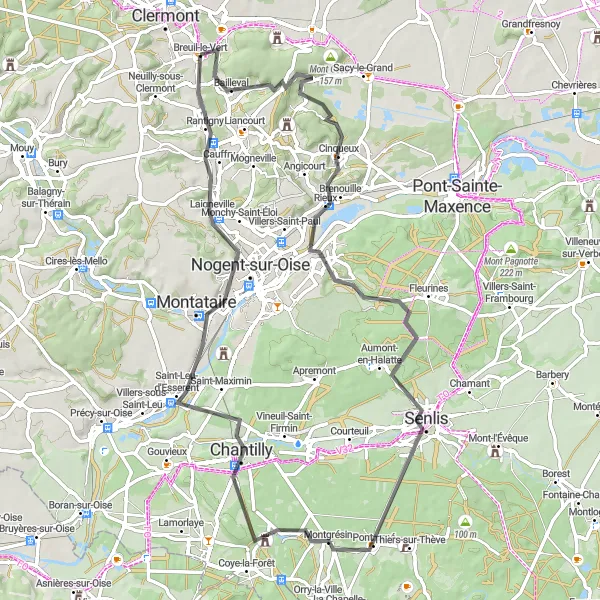 Map miniature of "Picardie Countryside Explore" cycling inspiration in Picardie, France. Generated by Tarmacs.app cycling route planner