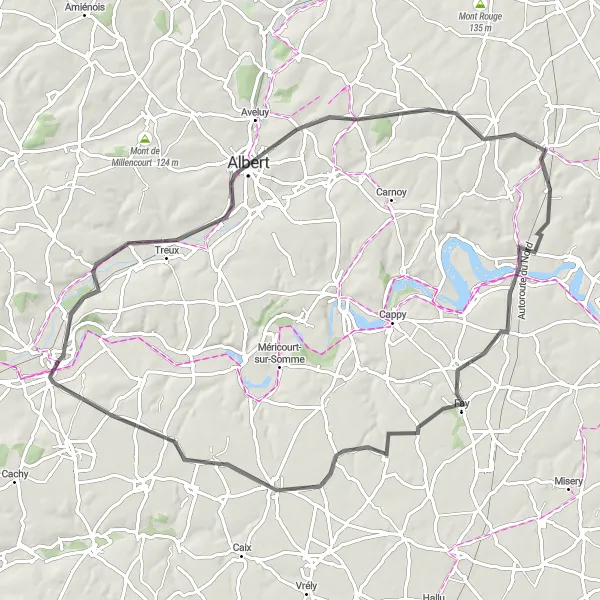 Miniature de la carte de l'inspiration cycliste "Boucle des Points de Vue" dans la Picardie, France. Générée par le planificateur d'itinéraire cycliste Tarmacs.app
