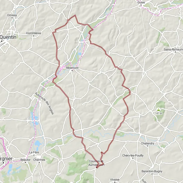 Miniature de la carte de l'inspiration cycliste "La grande boucle de Châtillon-sur-Oise" dans la Picardie, France. Générée par le planificateur d'itinéraire cycliste Tarmacs.app