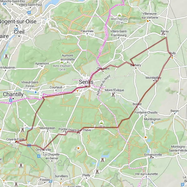 Miniature de la carte de l'inspiration cycliste "Sentier de la Butte aux Gens d'Armes" dans la Picardie, France. Générée par le planificateur d'itinéraire cycliste Tarmacs.app