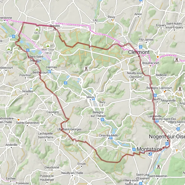 Miniature de la carte de l'inspiration cycliste "Balade nature en Picardie" dans la Picardie, France. Générée par le planificateur d'itinéraire cycliste Tarmacs.app