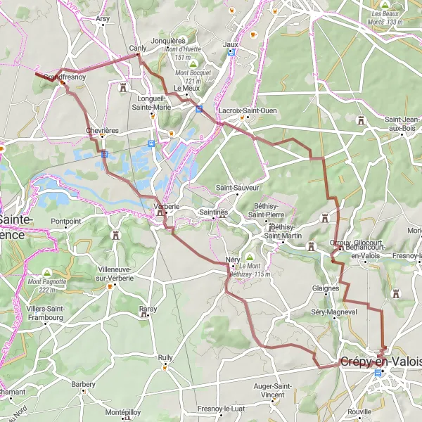 Map miniature of "Picardie Gravel Expedition" cycling inspiration in Picardie, France. Generated by Tarmacs.app cycling route planner