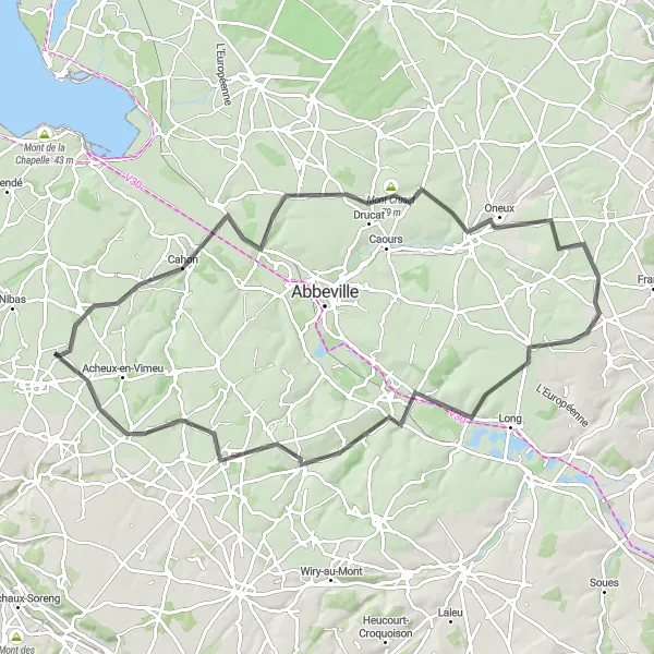 Map miniature of "The Vimeu Hills Challenge" cycling inspiration in Picardie, France. Generated by Tarmacs.app cycling route planner