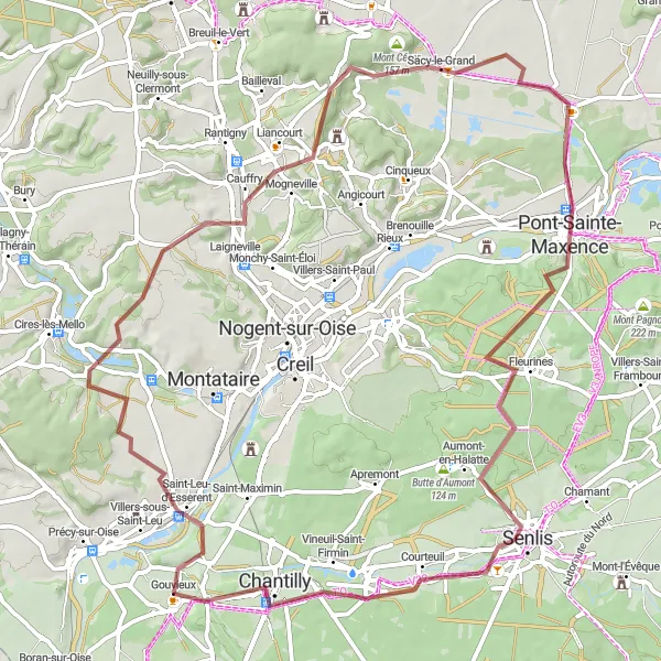 Miniature de la carte de l'inspiration cycliste "La Boucle de Gouvieux à Chantilly" dans la Picardie, France. Générée par le planificateur d'itinéraire cycliste Tarmacs.app