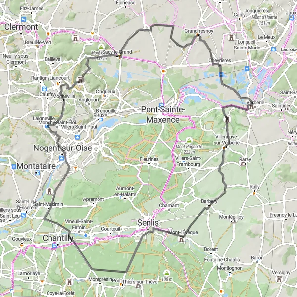 Map miniature of "Picardie Château Route" cycling inspiration in Picardie, France. Generated by Tarmacs.app cycling route planner