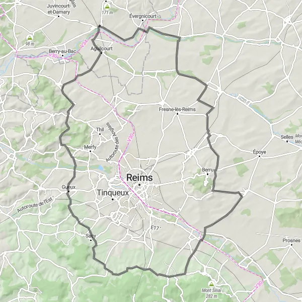 Miniature de la carte de l'inspiration cycliste "Le Charme de la Vallée de la Marne" dans la Picardie, France. Générée par le planificateur d'itinéraire cycliste Tarmacs.app