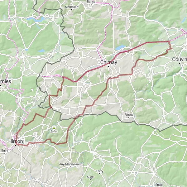Miniature de la carte de l'inspiration cycliste "Circuit du Camp Romain" dans la Picardie, France. Générée par le planificateur d'itinéraire cycliste Tarmacs.app
