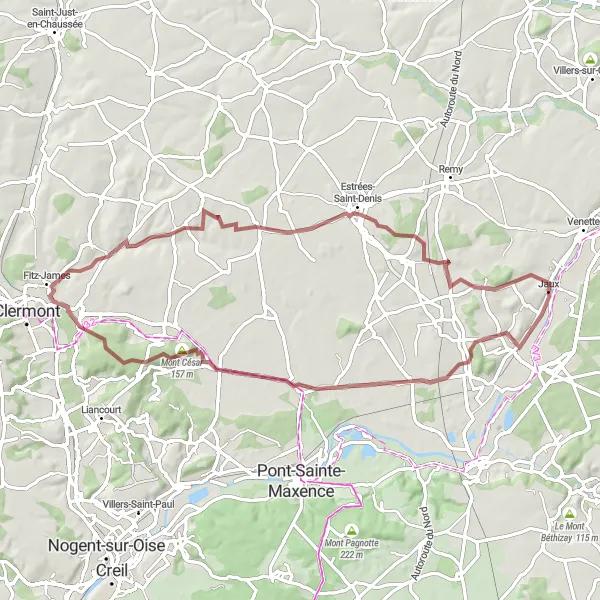 Map miniature of "Countryside Escape" cycling inspiration in Picardie, France. Generated by Tarmacs.app cycling route planner