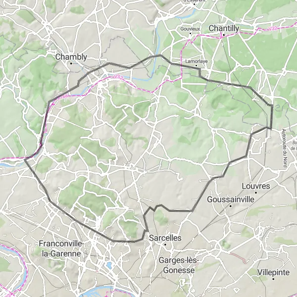 Map miniature of "Road Cycling Discovery" cycling inspiration in Picardie, France. Generated by Tarmacs.app cycling route planner
