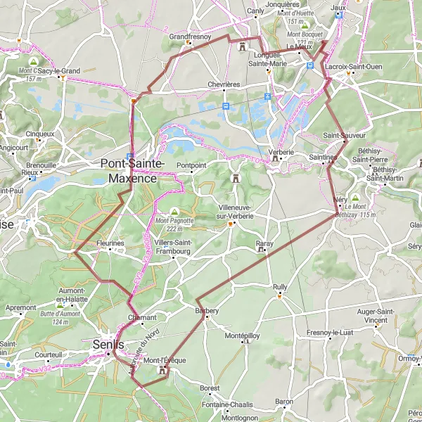 Map miniature of "The Hidden Gems" cycling inspiration in Picardie, France. Generated by Tarmacs.app cycling route planner