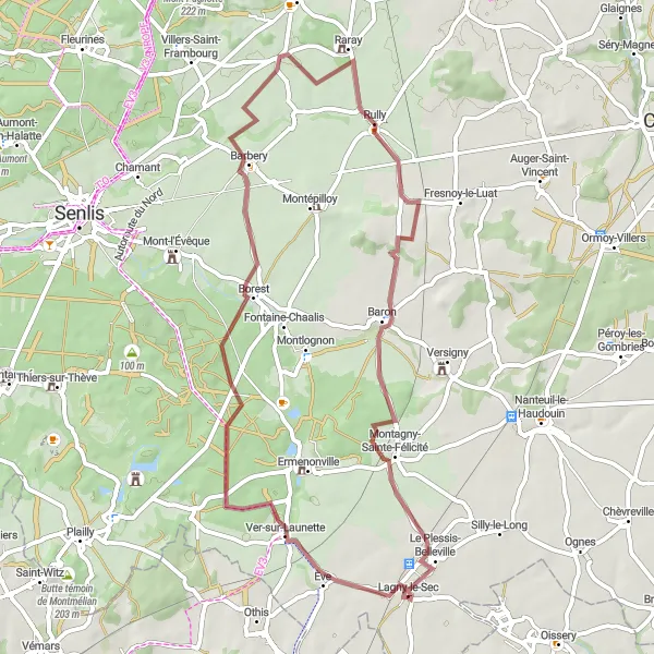 Miniature de la carte de l'inspiration cycliste "Les Sentiers de Borest" dans la Picardie, France. Générée par le planificateur d'itinéraire cycliste Tarmacs.app