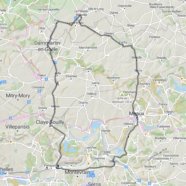 Miniature de la carte de l'inspiration cycliste "Le Tour de Annet-sur-Marne" dans la Picardie, France. Générée par le planificateur d'itinéraire cycliste Tarmacs.app