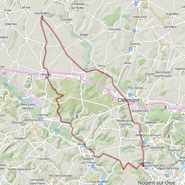 Map miniature of "Angy Loop" cycling inspiration in Picardie, France. Generated by Tarmacs.app cycling route planner