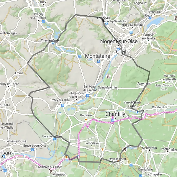 Map miniature of "Scenic Road Cycling Loop from Laigneville" cycling inspiration in Picardie, France. Generated by Tarmacs.app cycling route planner