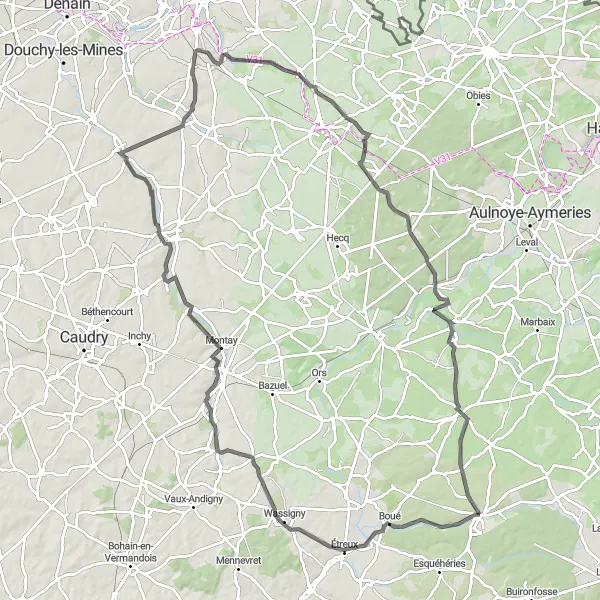 Map miniature of "The Grand Picardie Adventure" cycling inspiration in Picardie, France. Generated by Tarmacs.app cycling route planner