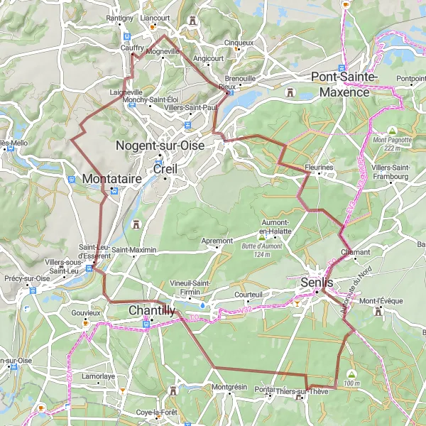 Miniature de la carte de l'inspiration cycliste "La boucle de Liancourt à Laigneville" dans la Picardie, France. Générée par le planificateur d'itinéraire cycliste Tarmacs.app